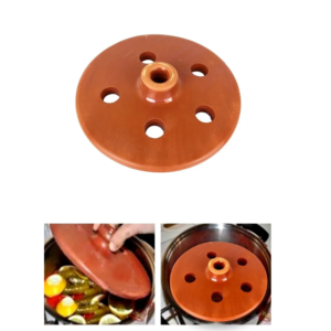 Kiremit Toprak Dolma Sarma Taşı Kapağı Büyük 21cm Sırlı Delikli Fırınlanmış - Görsel 2